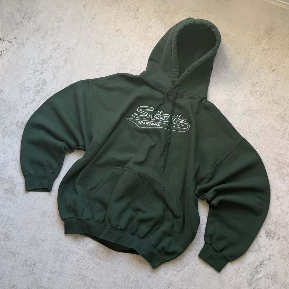 Gildan Michigan State Spartans Hoodie Size XL Green Script Logo